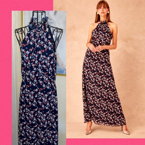 KEEPSAKE THE LABEL "CHARMED GOWN"~NAVY VERSAILLES~BLUE FLORAL~SMALL - Picture 1 of 6